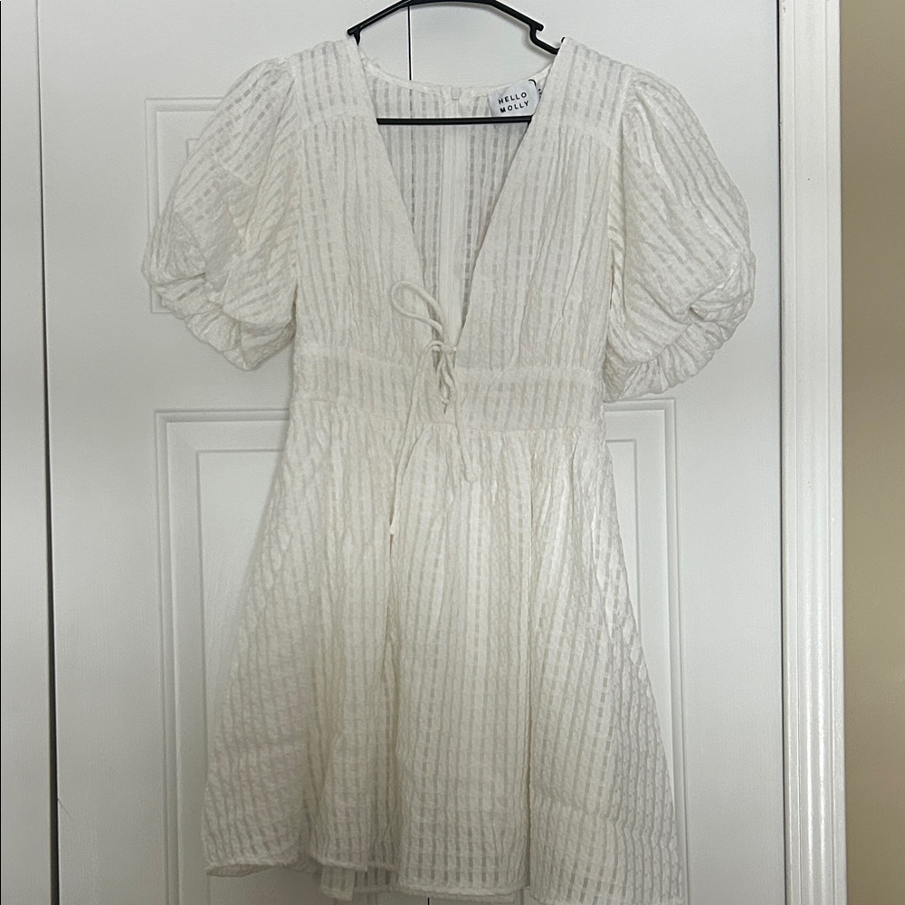 Hello Molly White Textured Mini Dress